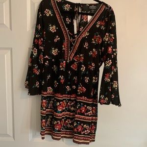 NWT Angie Black With Flowers Babydoll Dress